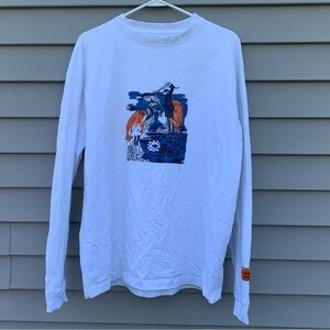Heron Preston white long sleeve t-shirt with embroidered herons